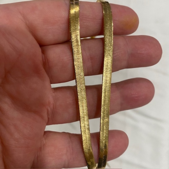 Gold Plated Herringbone Necklace Length 21"; Width: 4mm - Picture 4 of 4